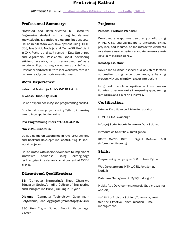Resume Demo